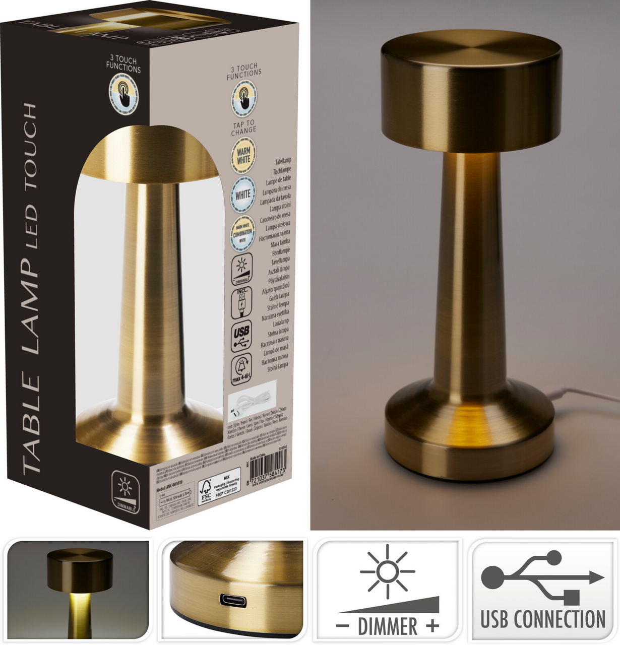 Stolní lampa LED 24 l 21 cm kov 1 ks