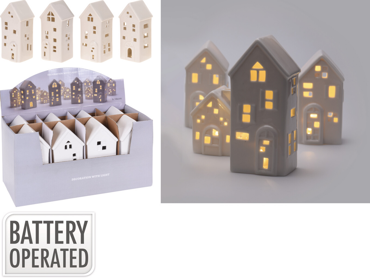 Dům LED 16,4 cm porcelán 4ASS 1 ks