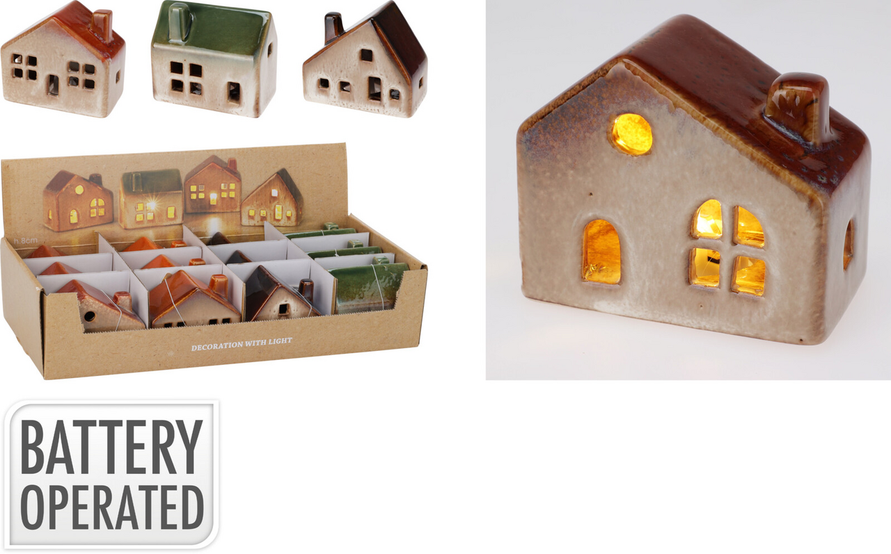 Dům LED 8 cm kamenina 4ASS 1 ks