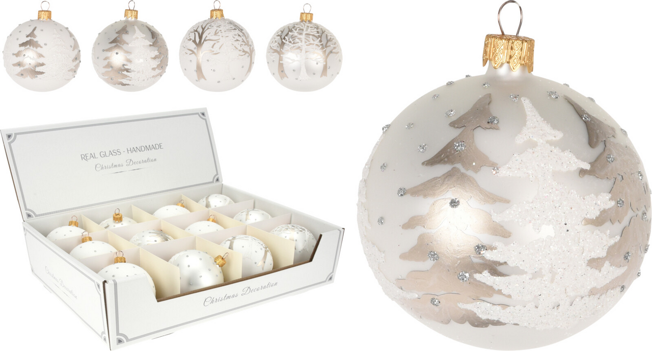 Vánoční koule strom 8 cm sklo 2ASS 1 ks