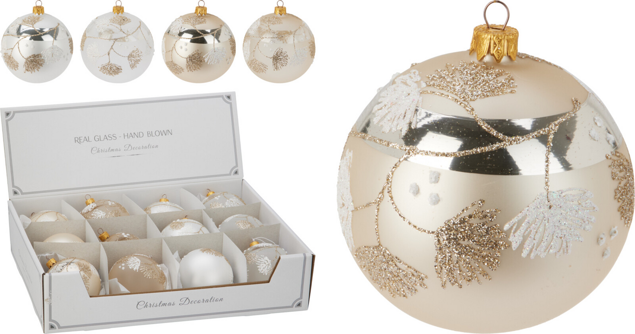 Vánoční koule sklo 8 cm 4ASS 1 ks