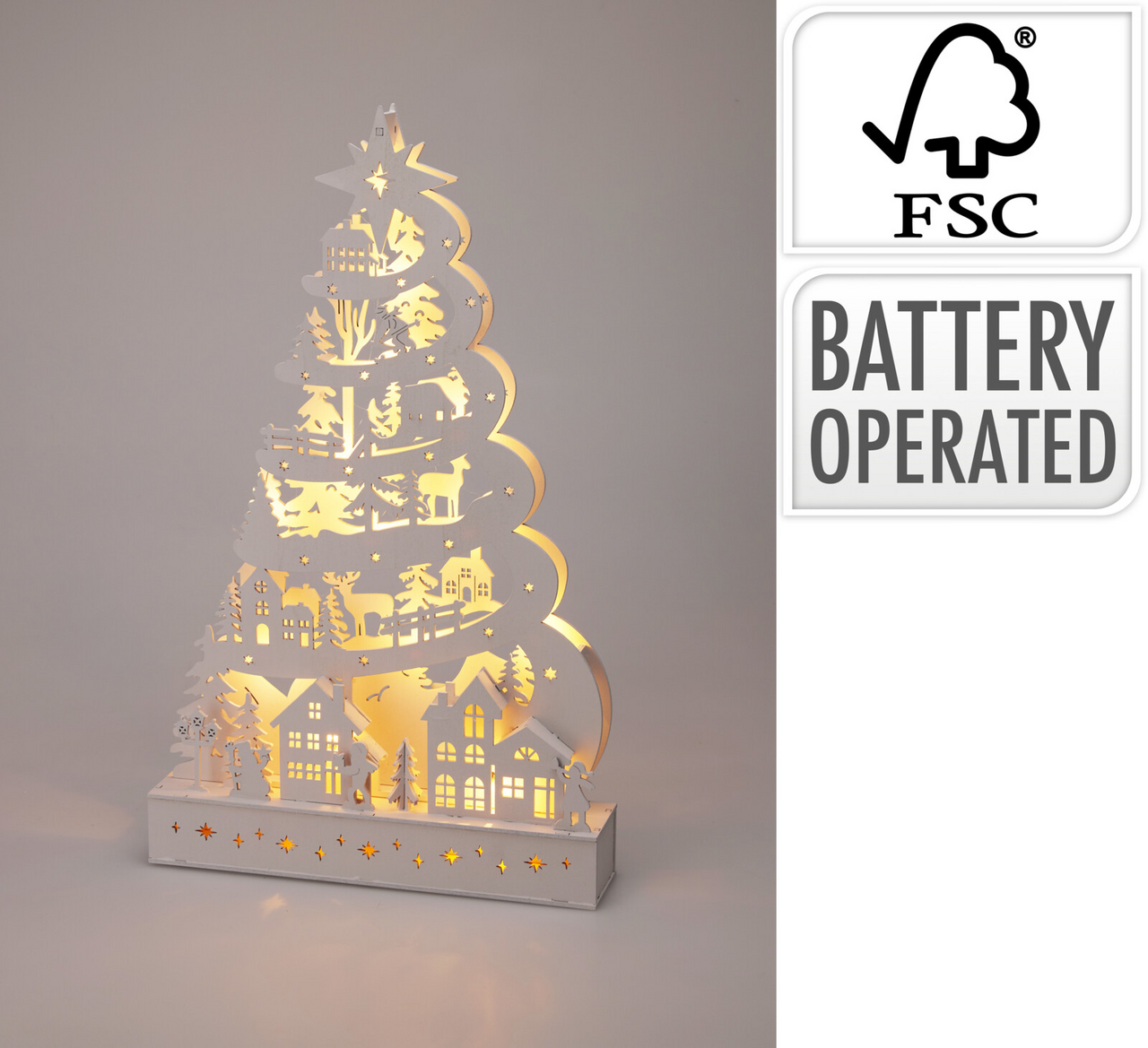 Dřevěný strom LED 45 cm barva bílá 1 ks