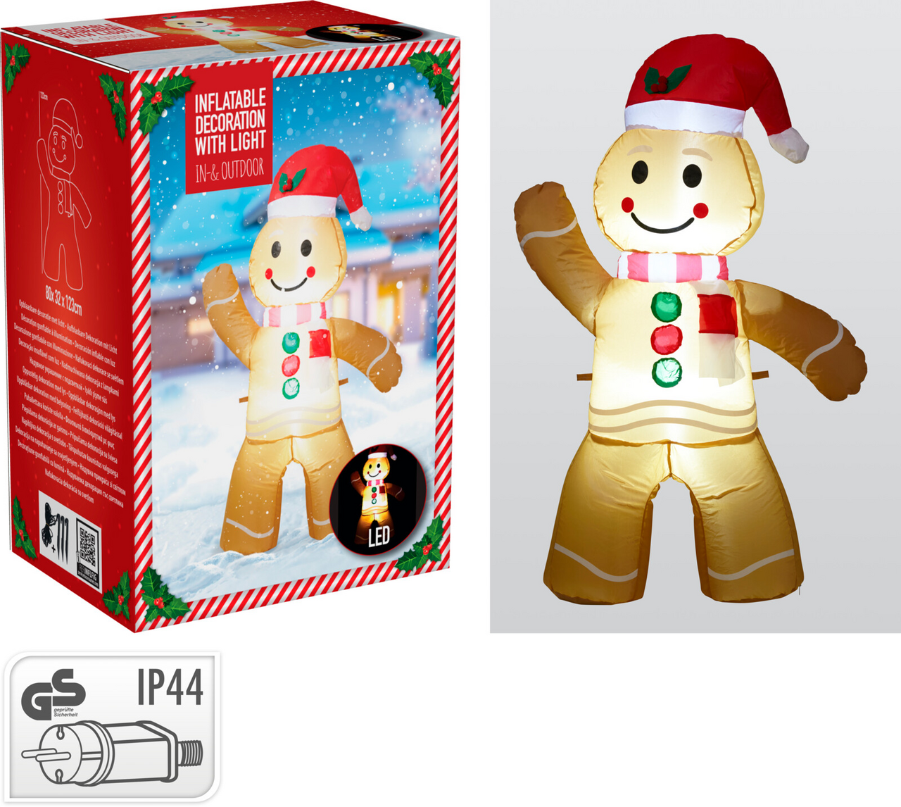 Perník nafukovací LED 123 cm 1 ks