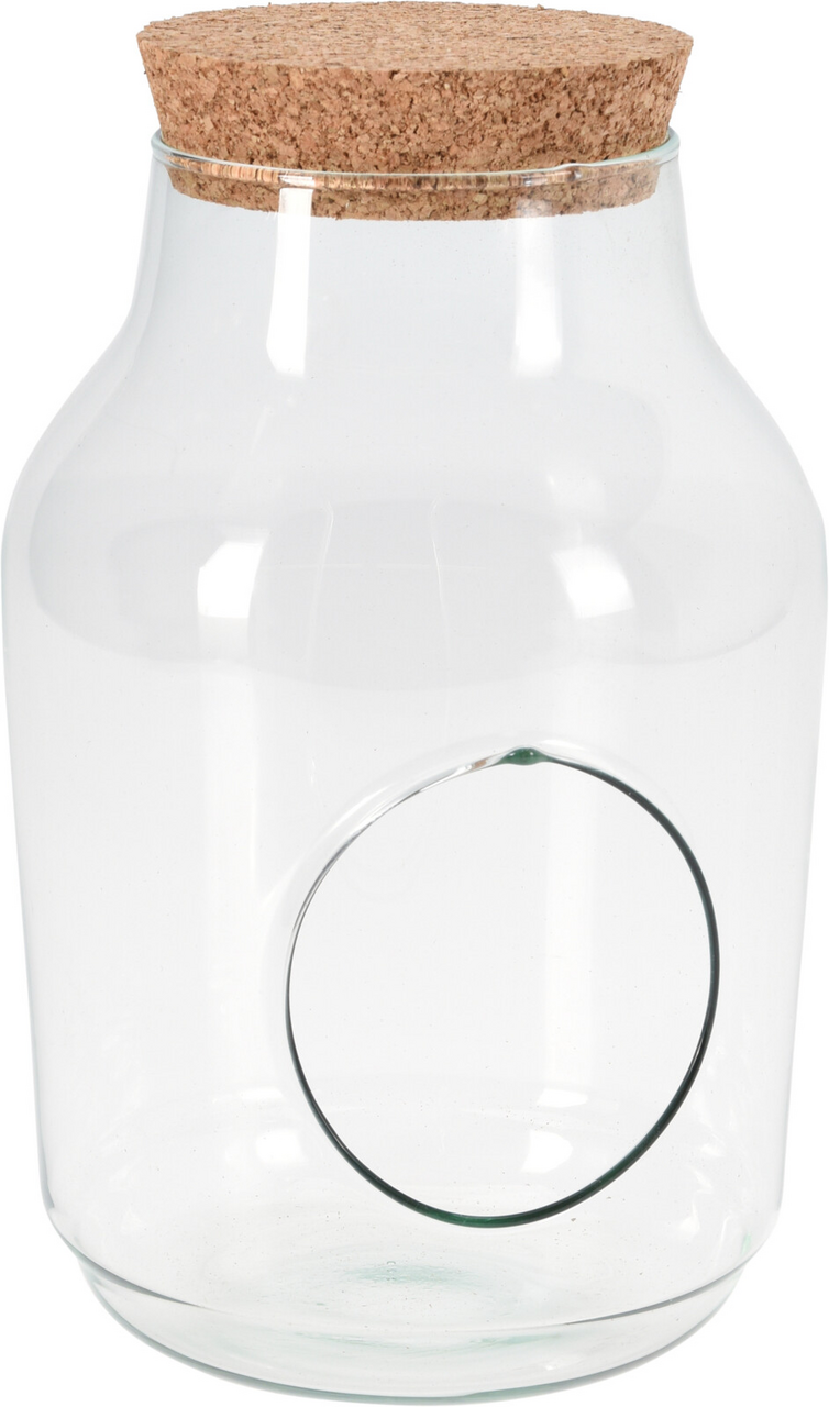 Skleněná nádoba s otvorem a korkem 1 ks