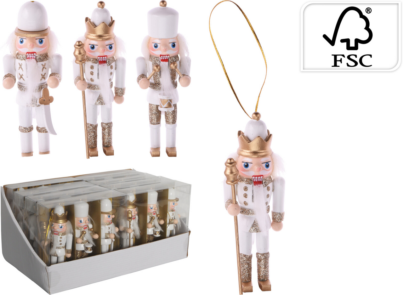 Louskáček 12 cm dřevo bílý 3 ks