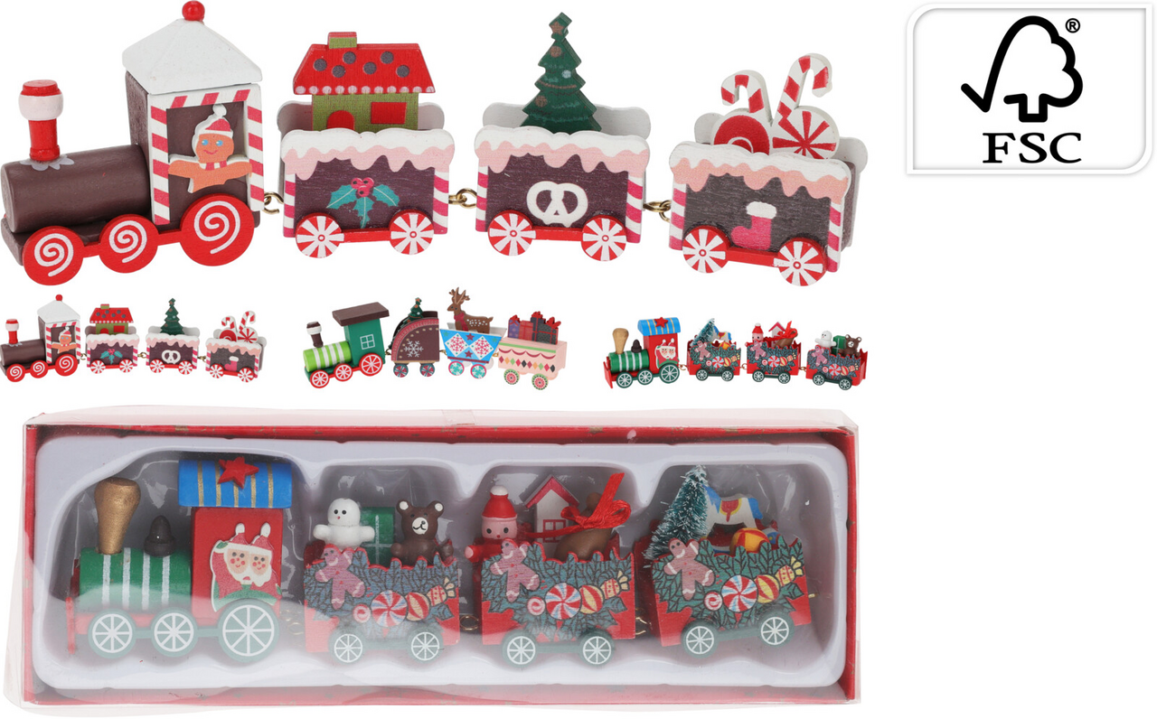Vláček set 20 cm dřevo 3ASS 4 ks