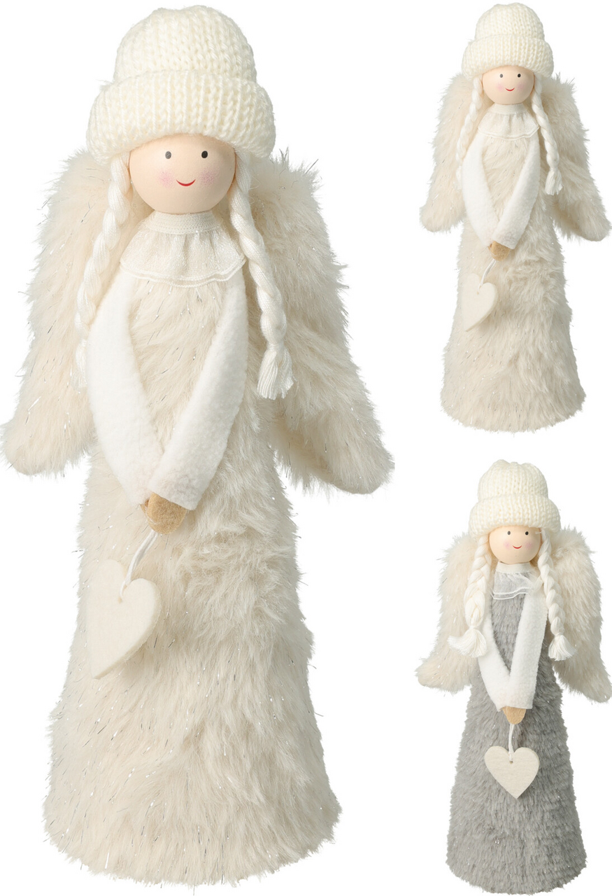 Anděl 33 cm krémový šedý 2ASS 1 ks