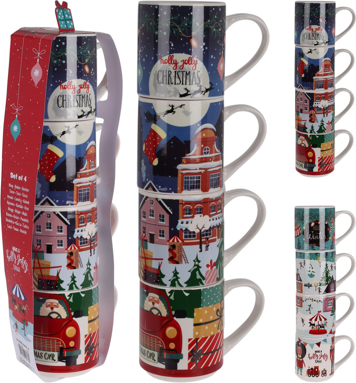 Vánoční hrnek set 265 ml porcelán 4 ks