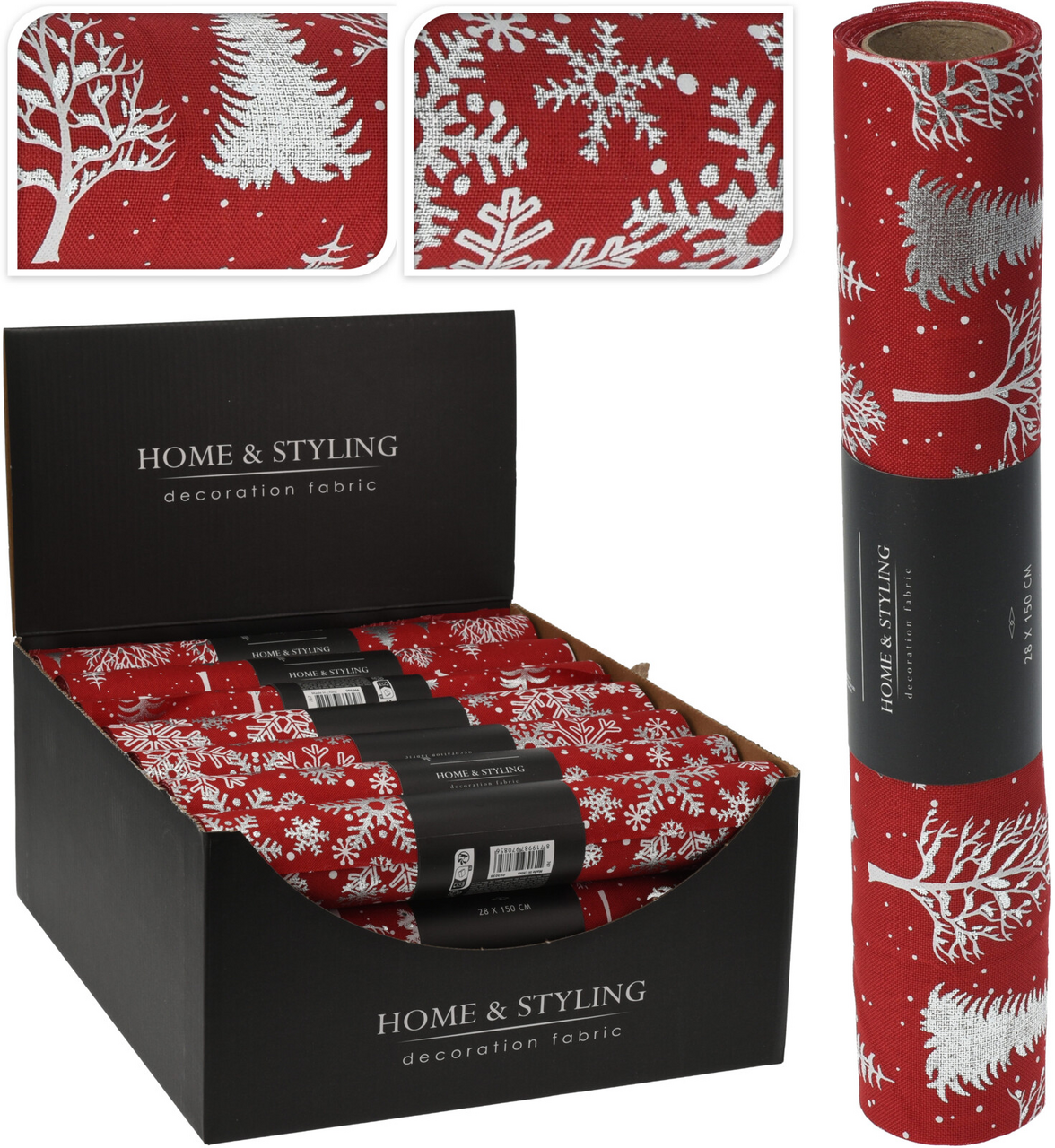 Látka dekorační 28 x 250 cm červená 1 ks