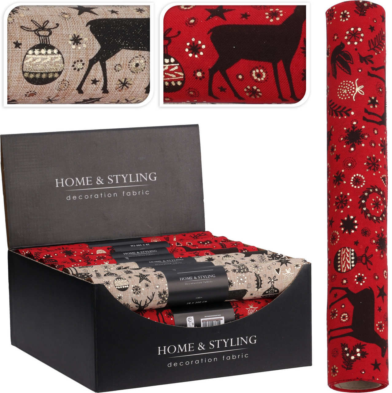 Látka dekorační 28 x 200 cm bílá černá 2ASS 1 ks