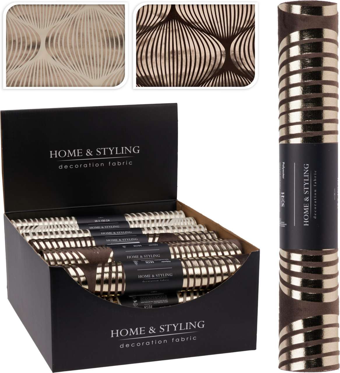 Látka dekorační 28 x 150 cm 2ASS zlatá 1 ks