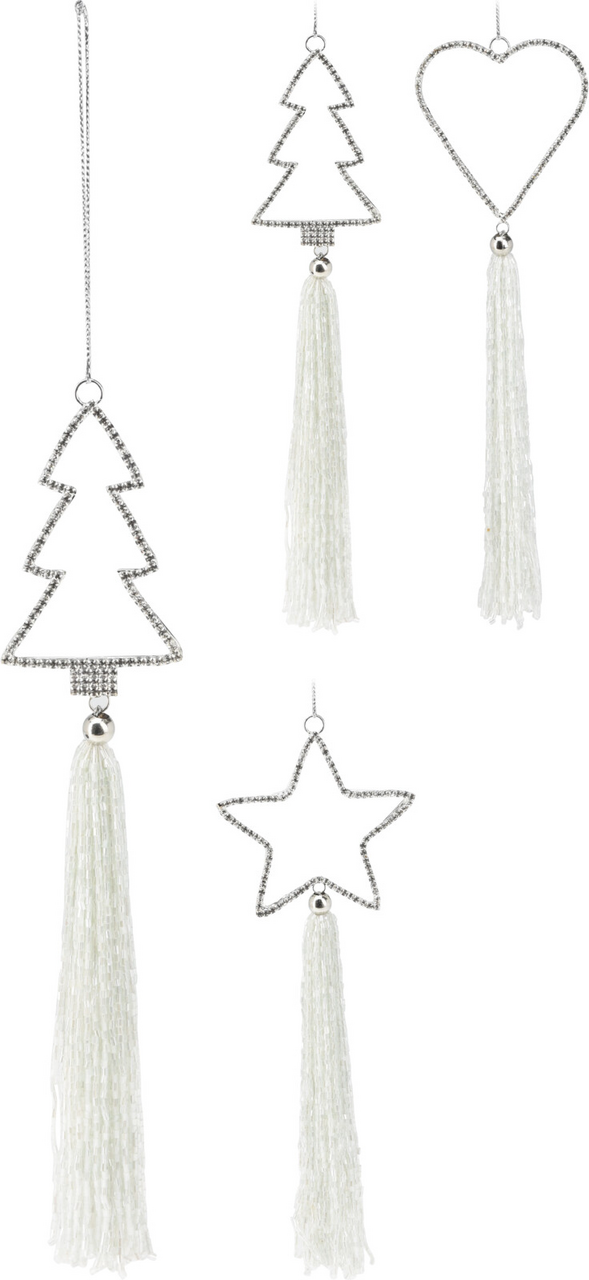 Závěsná dekorace 25 cm stříbrná 3ASS 1 ks