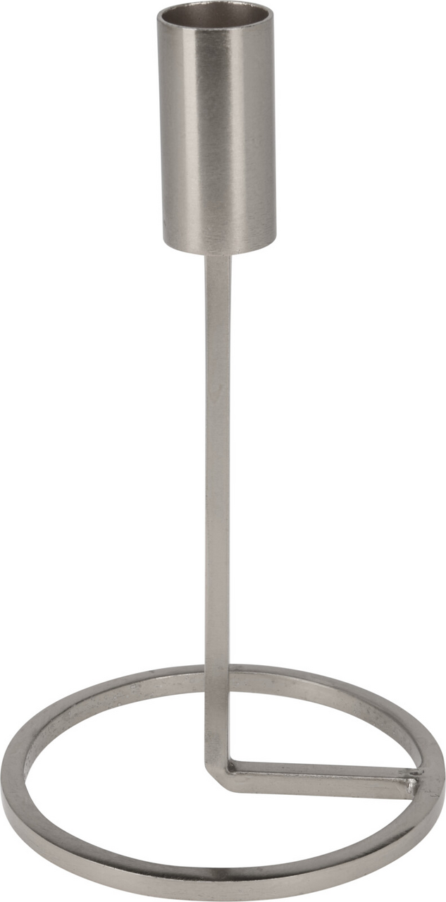 Svícen 19 cm kov stříbrný 1 ks