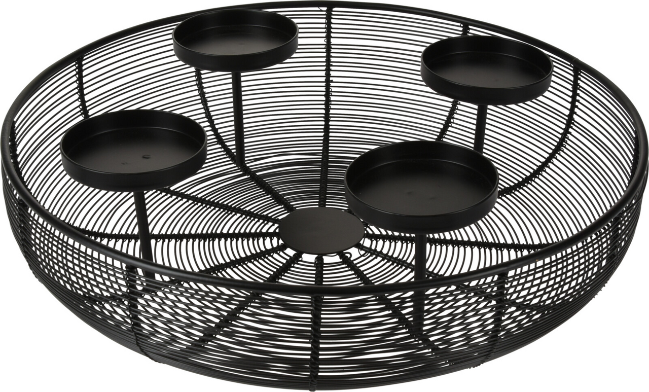 Svícen 4 svíčky 36 cm kov černá 1 ks