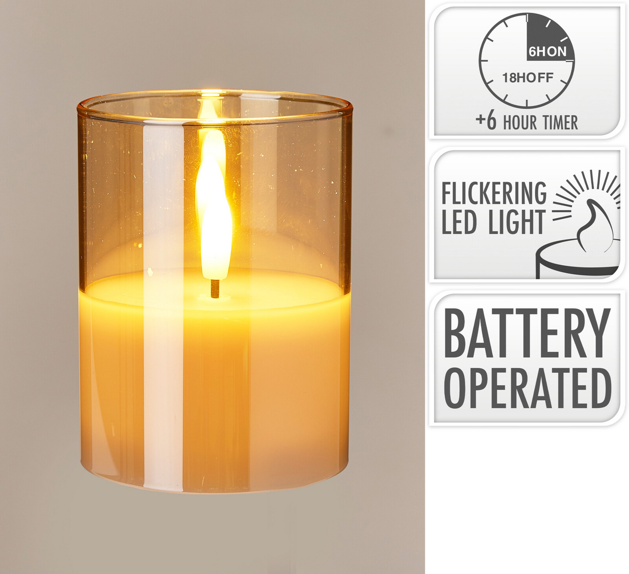 Svíčka LED 10 cm sklo 1 ks