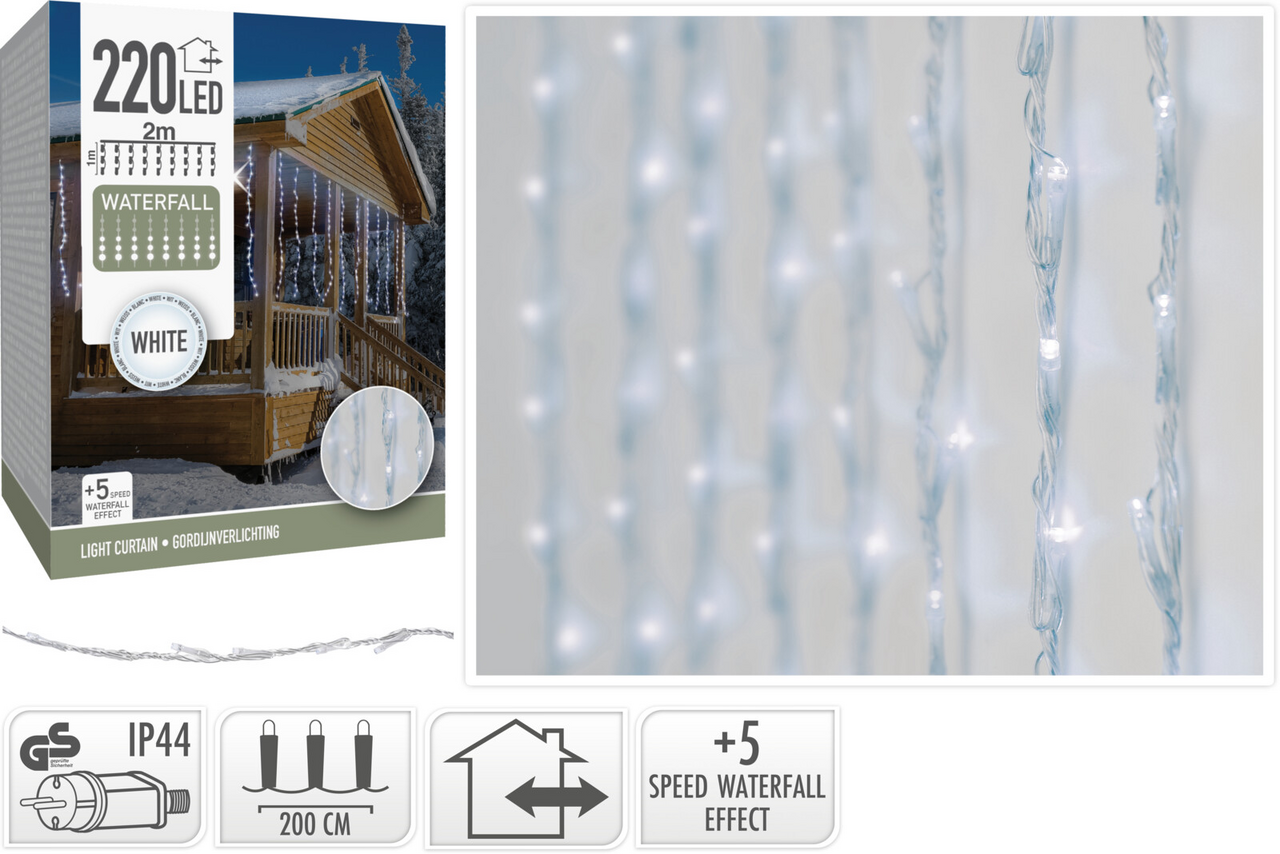 Závěs LED 220L transparentní kabel 1 ks