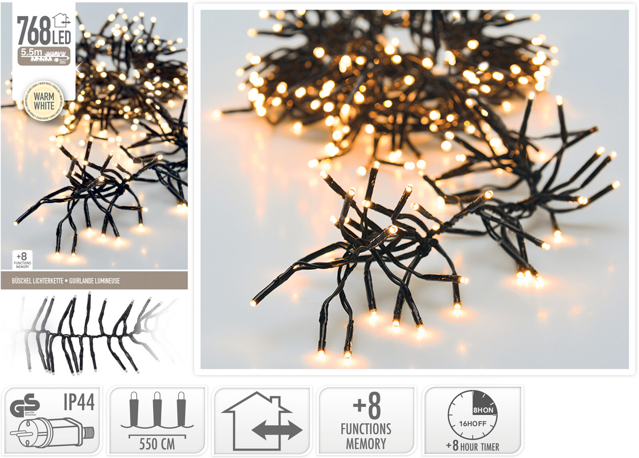 Řetěz LED 768l černý kabel 1 ks