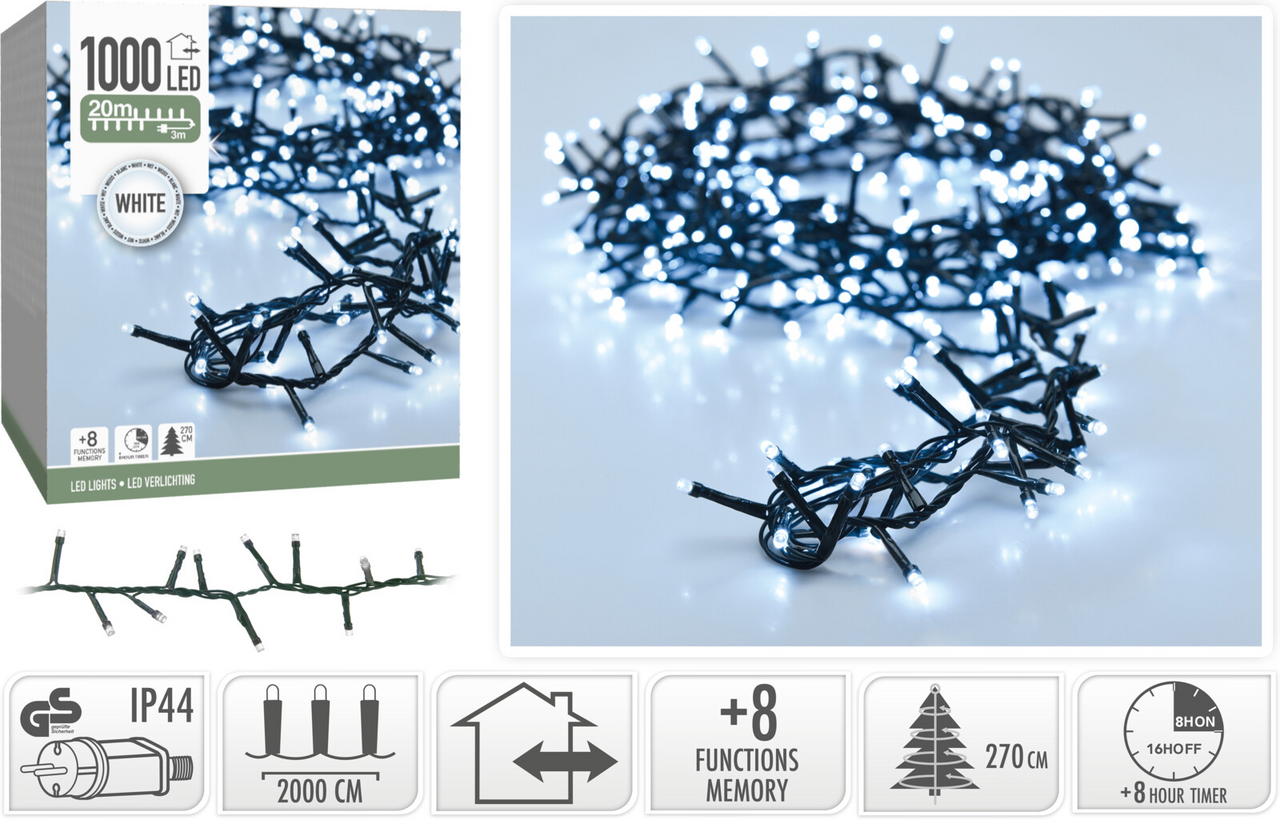 Řetěz LED 1000l 20 m zel. IW 1 ks