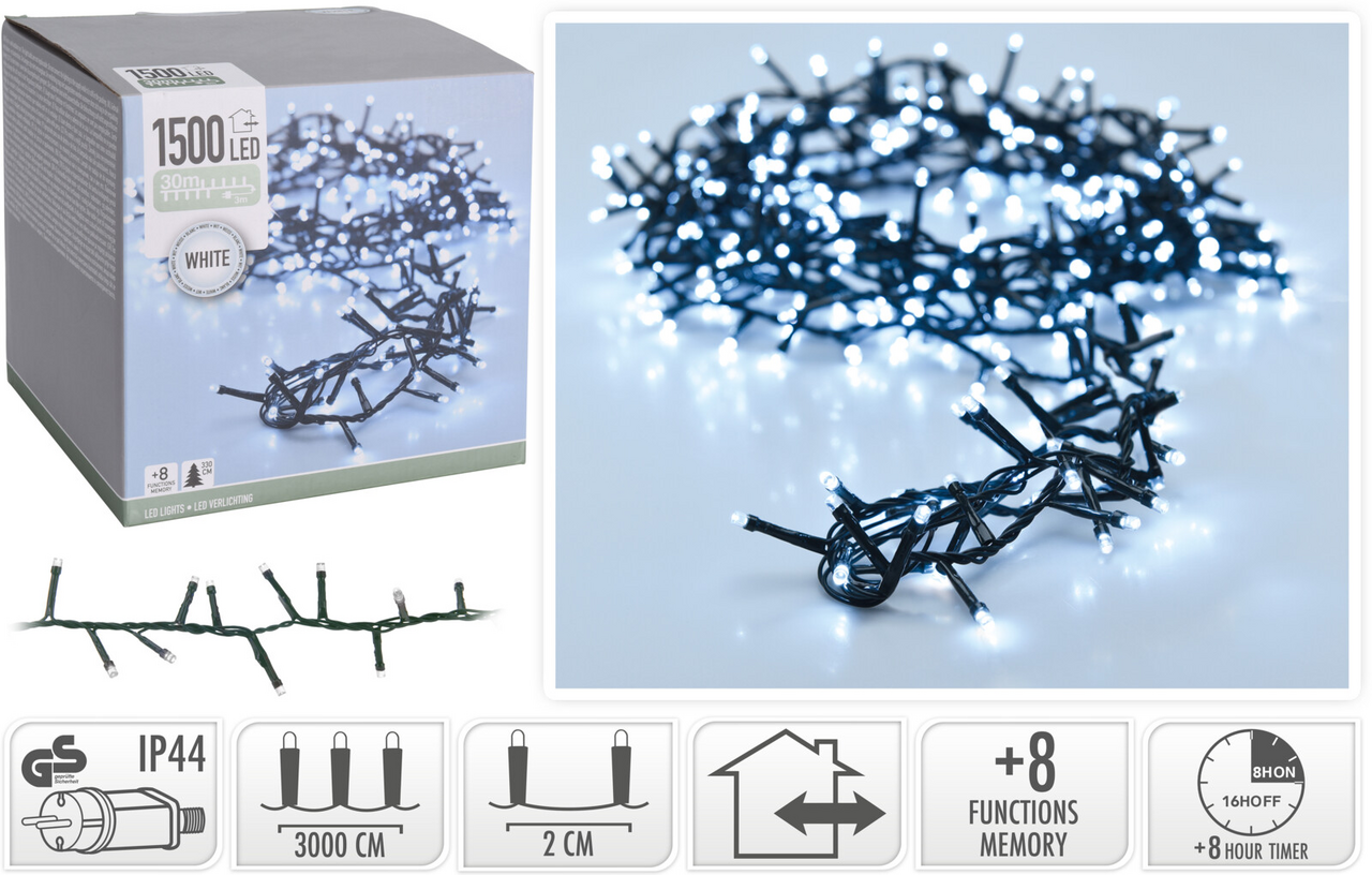 Řetěz LED 1500l 30 m zel. IW 1 ks