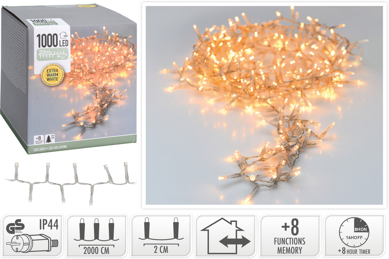 Řetěz LED 1000l transparentní EWW 1 ks