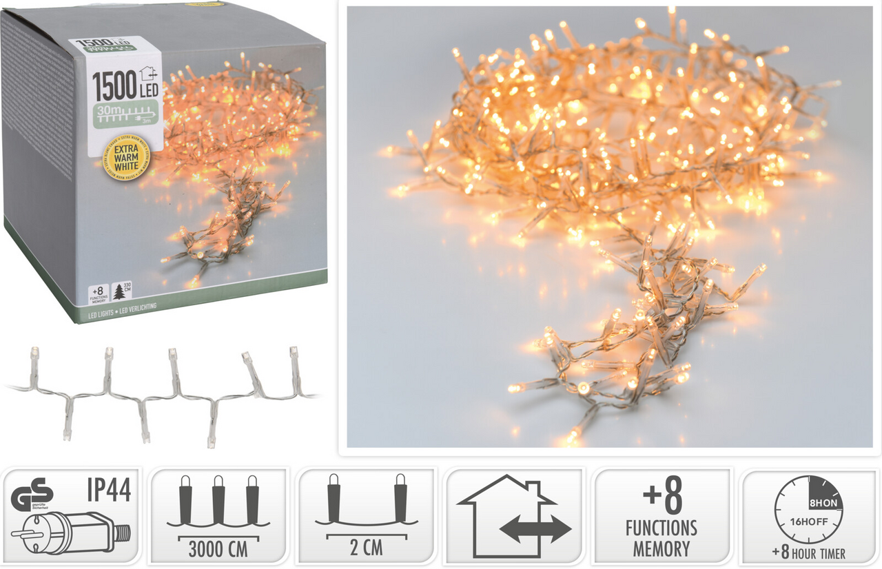 Řetěz LED 1500l 30 m transparentní EWW 1 ks