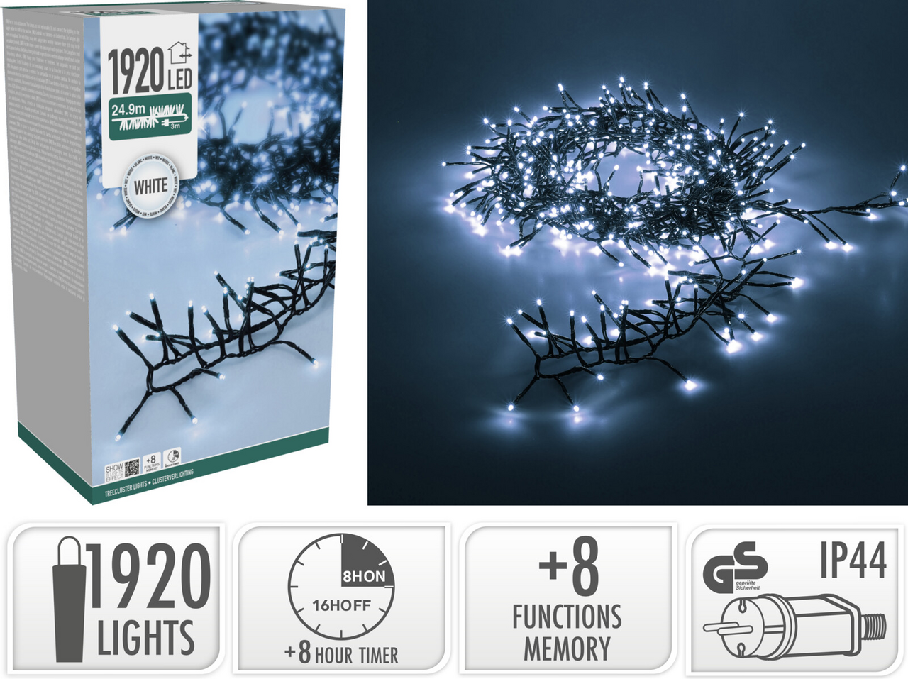 Řetěz LED 1920l IW 1 ks