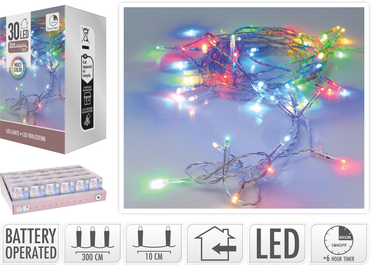 Řetěz LED 30l transparentní multi 1 ks