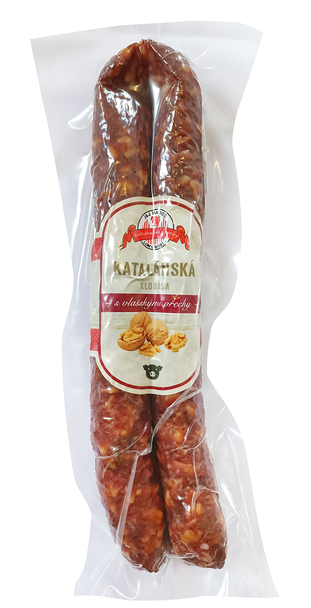 KRUŠNOHORSKÉ UZENINY Katalánská klobása s vlašskými ořechy chlaz. cca 1 kg