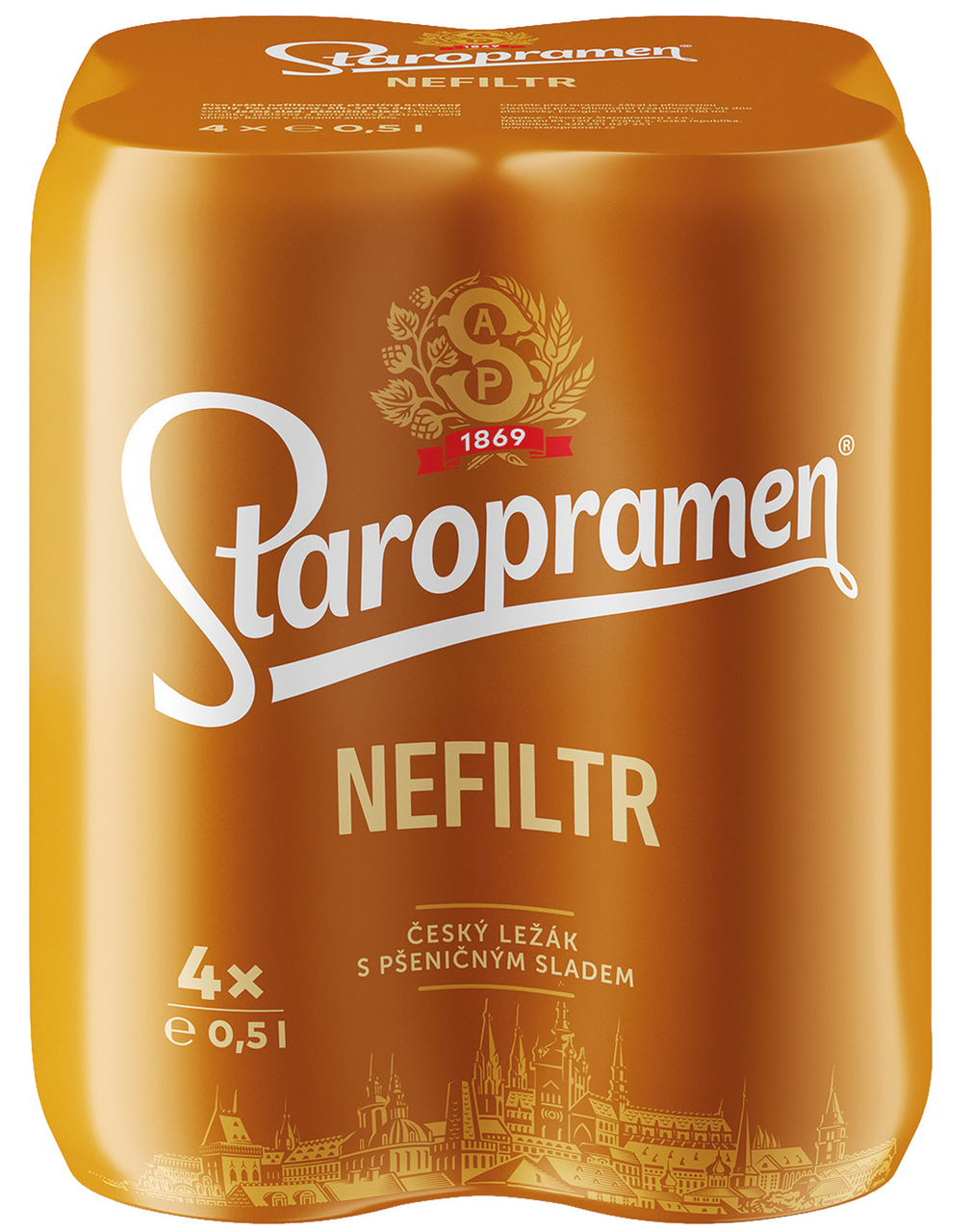 Staropramen nefiltr 4 x 500 ml plech