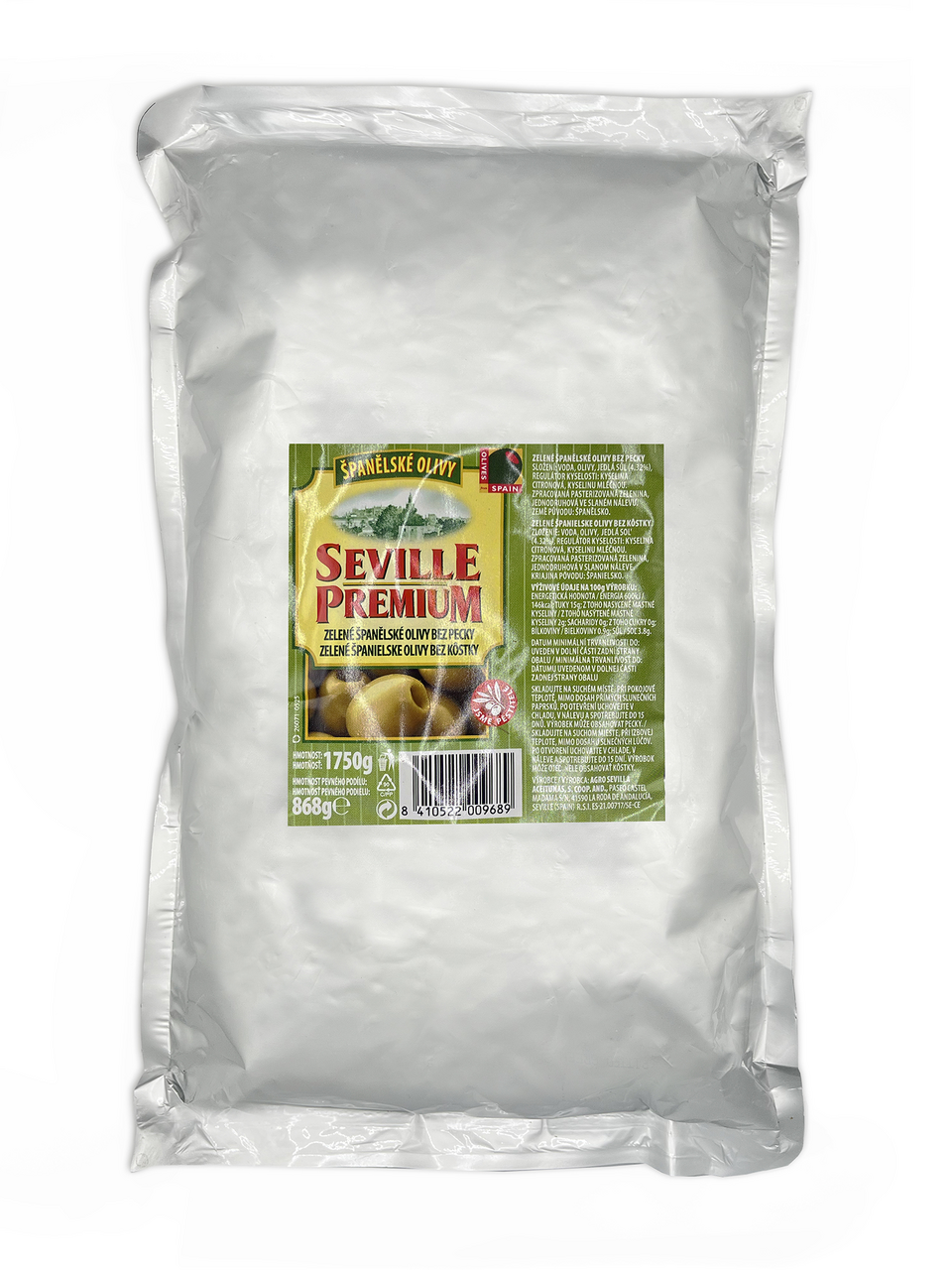 SEVILLE PREMIUM Olivy zelené bez pecky 1750 g