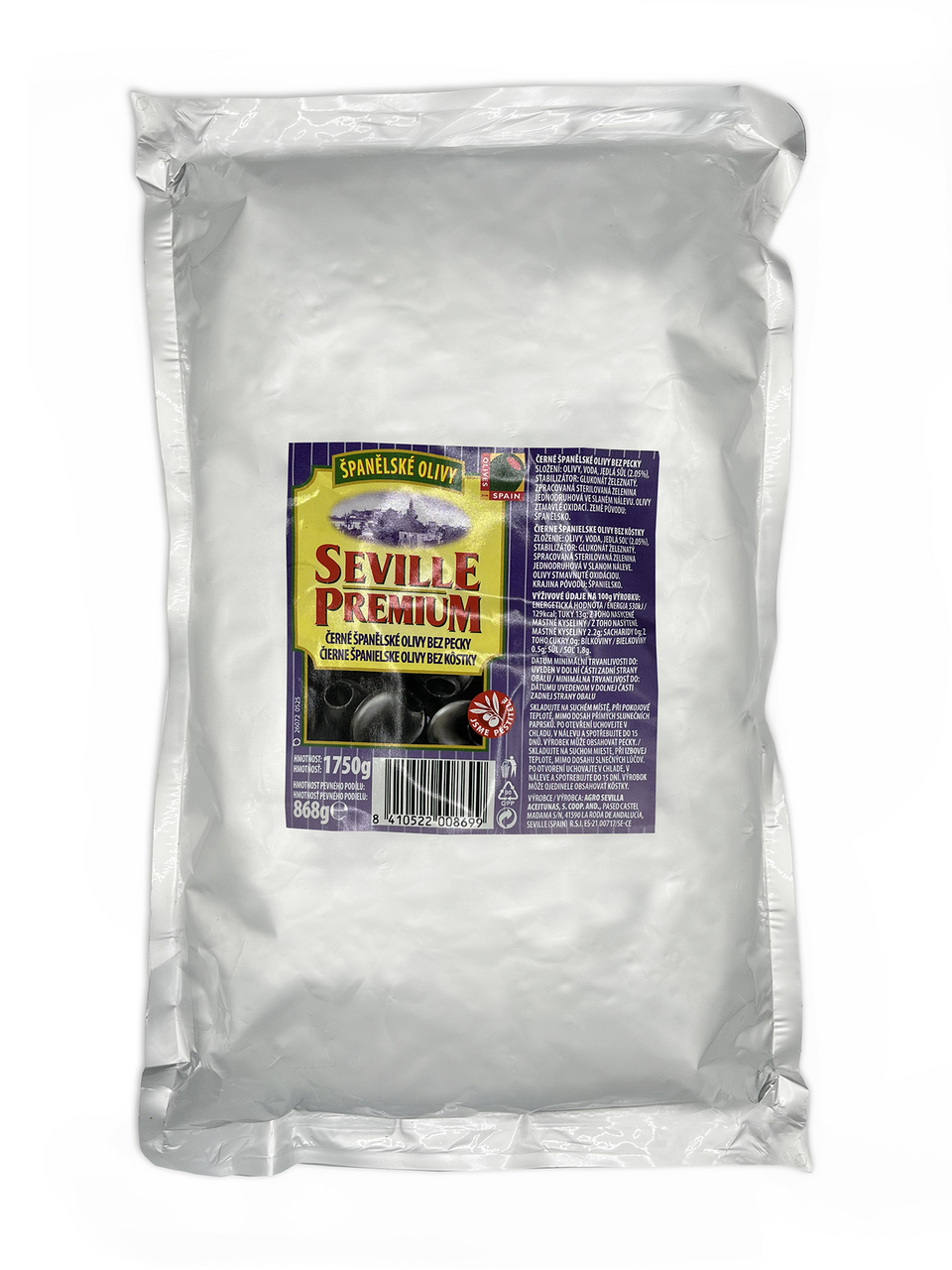 SEVILLE PREMIUM Olivy černé bez pecky 1750 g