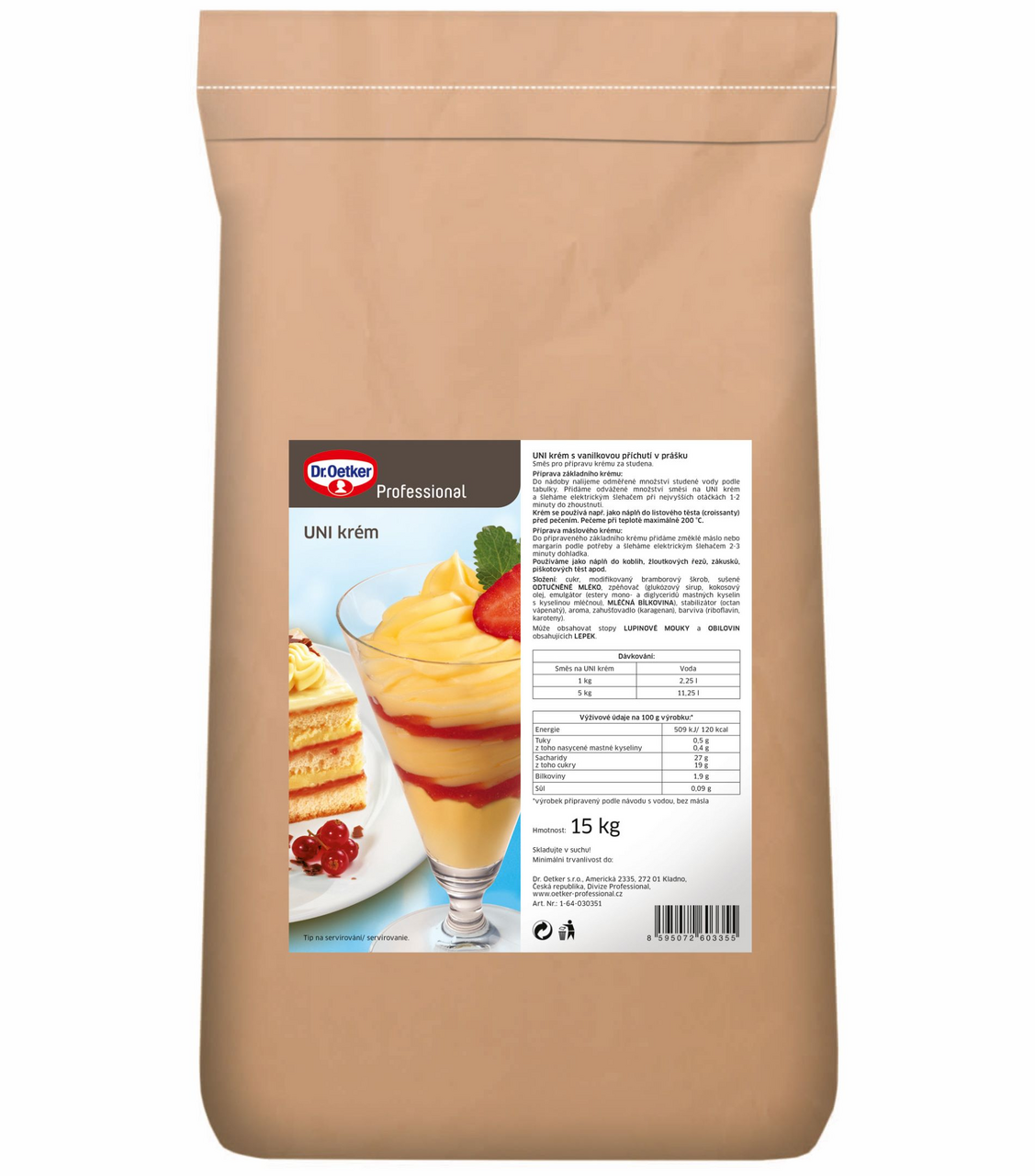 Dr. Oetker Uni krém př. vanilka 15 kg