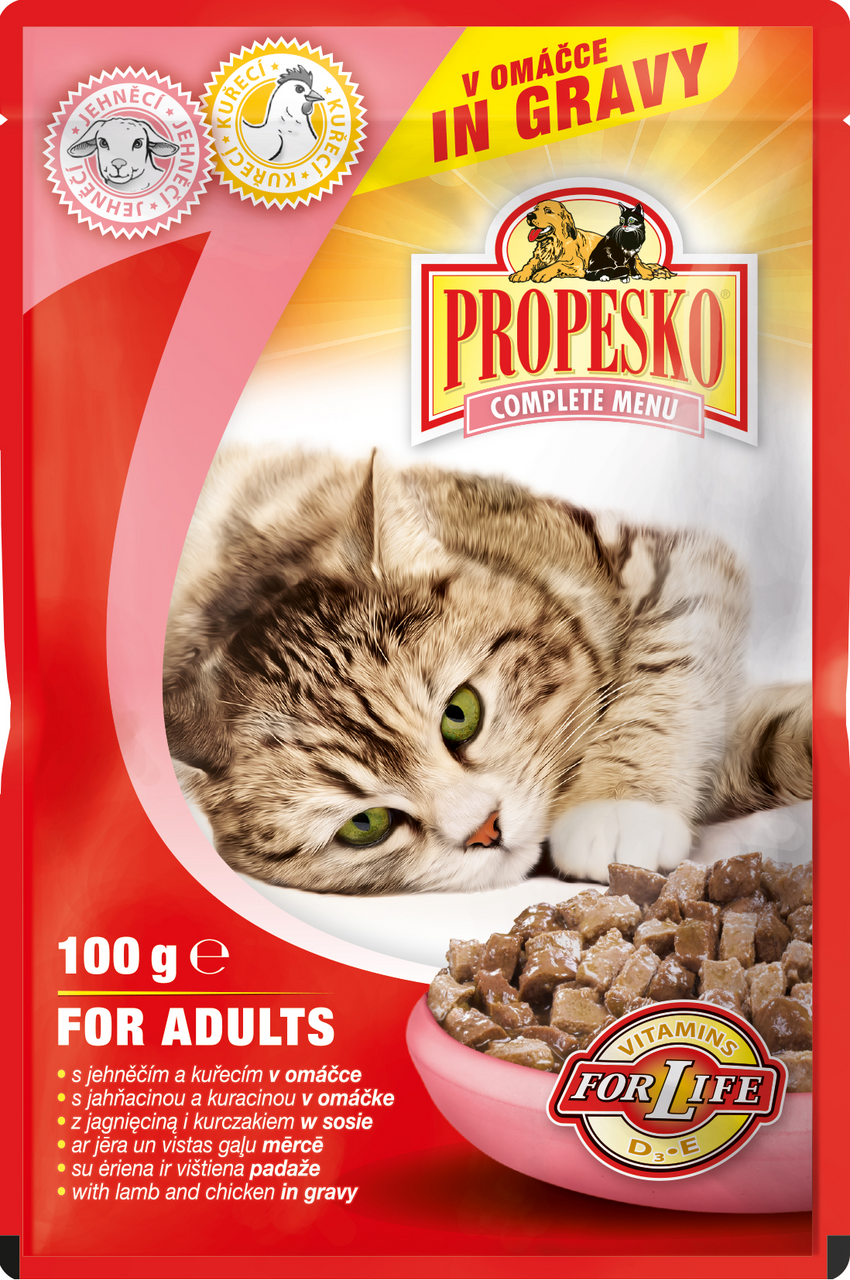 PROPESKO Kapsa kuře a jehně pro kočky 24 x 100 g