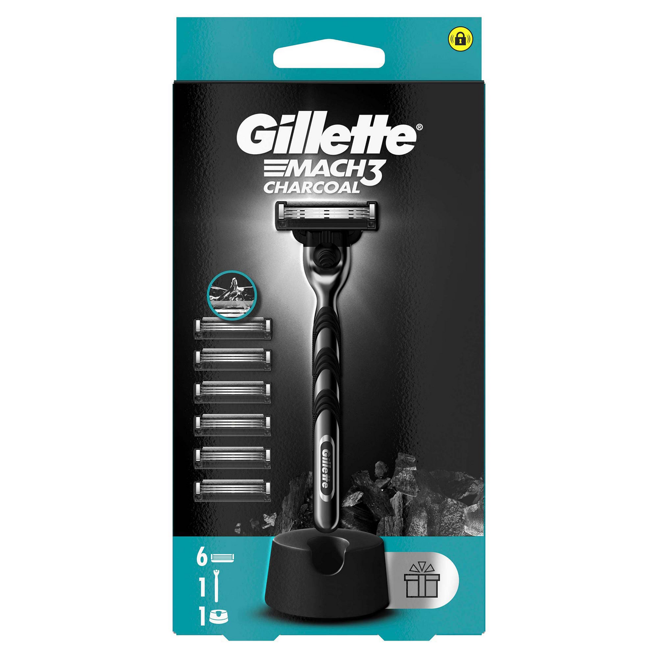 Gillette Mach3 Charcoal strojek 1 ks + náhradních hlavic 6 ks