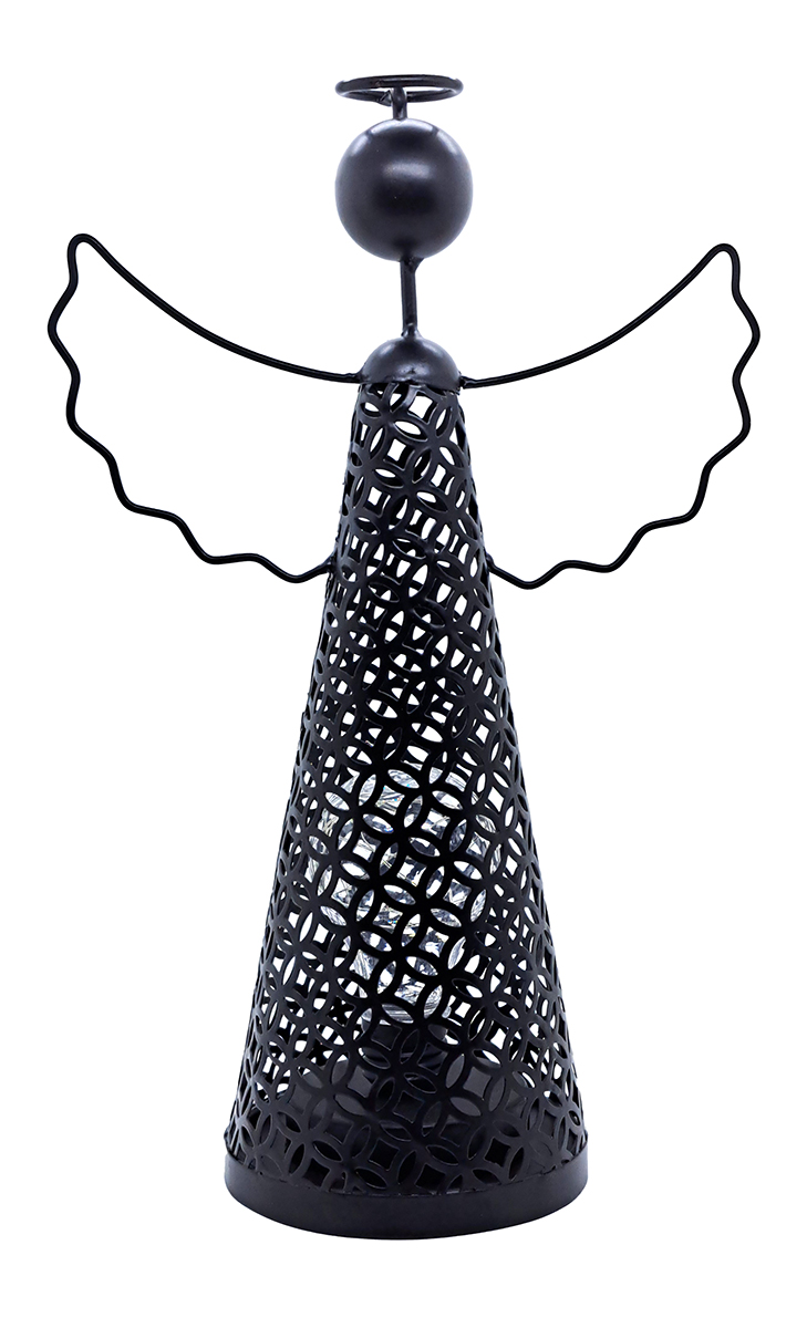 Dekorace anděl kov + LED 1 ks