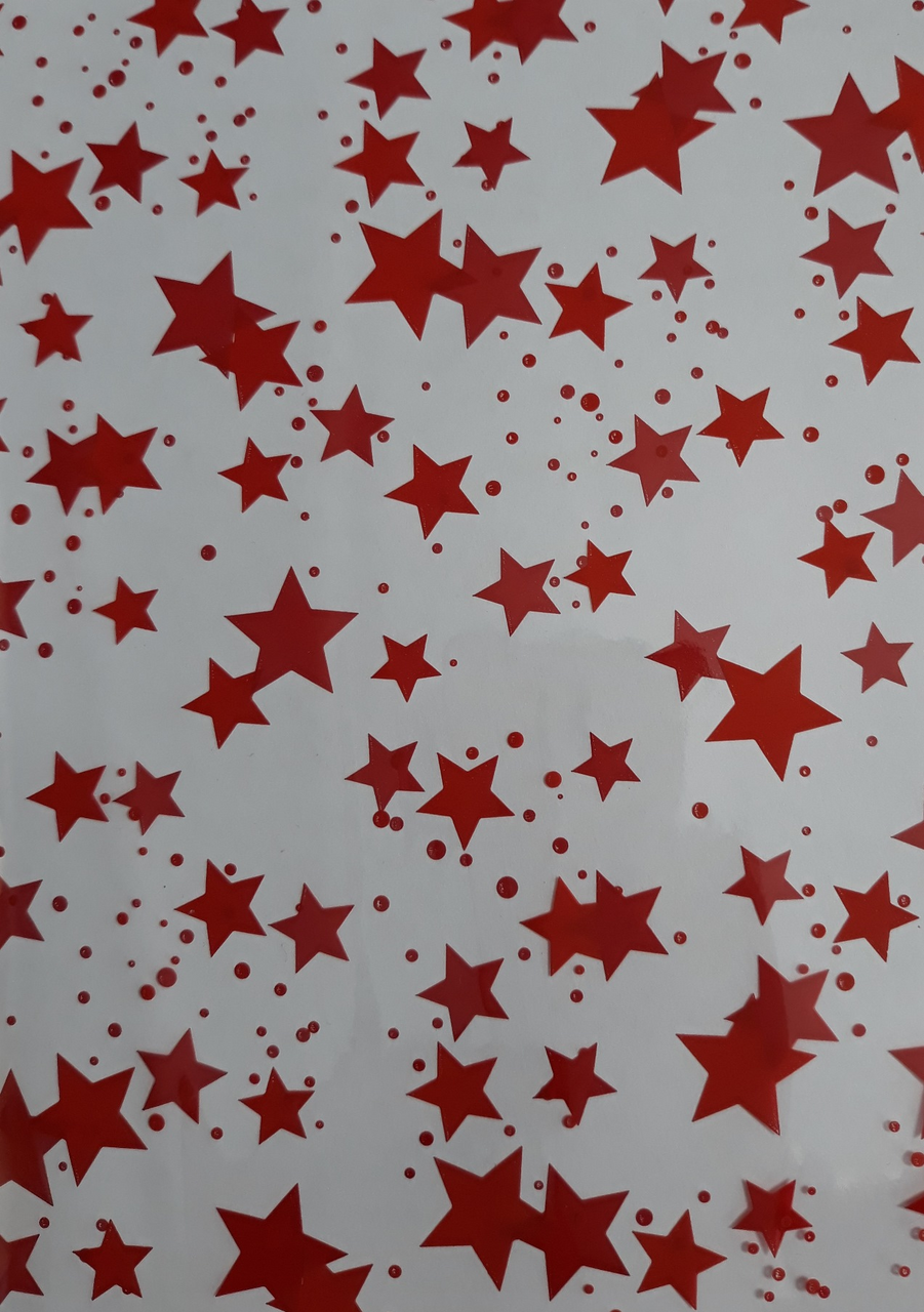 Sáček celofán hvězdy 20 x 32 cm červený 1 ks