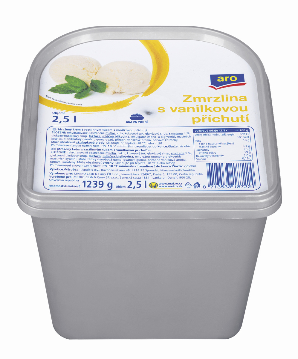 aro Zmrzlina vanilková příchuť mraž. 2,5 l