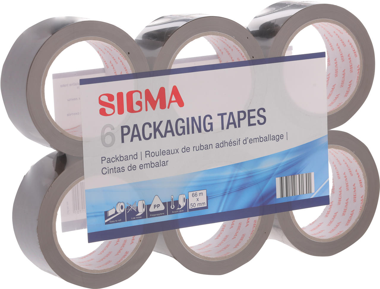 SIGMA Balící páska 50 x 66 m hnědá 6 ks