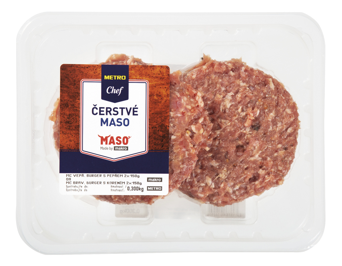 METRO Chef Vepřový burger s pepřem ochranná atmos. chlaz. 2 x 150 g