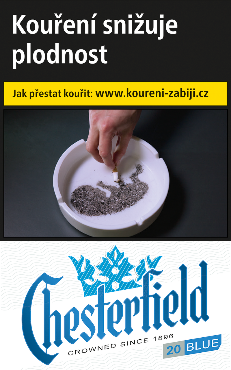 Chesterfield Blue Crown king size tvrdé bal. 10 krab. 20 ks kolek R 156 Kč VO cena