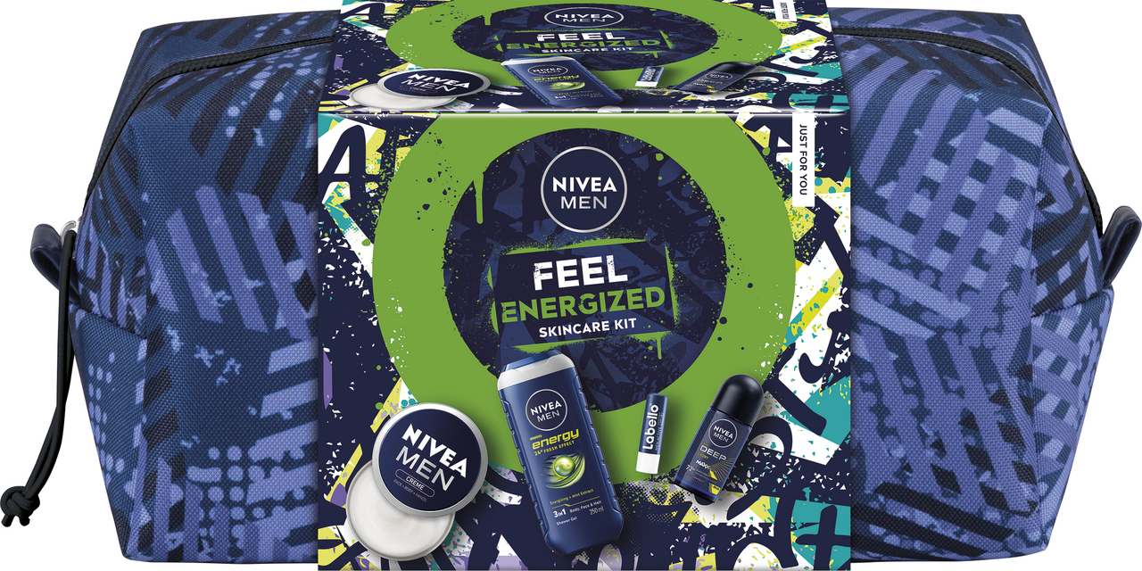 NIVEA Men Bag Deep Sport dárková sada (krém 150 ml + SG 250 ml + kuličkov AP + balzám na rty)
