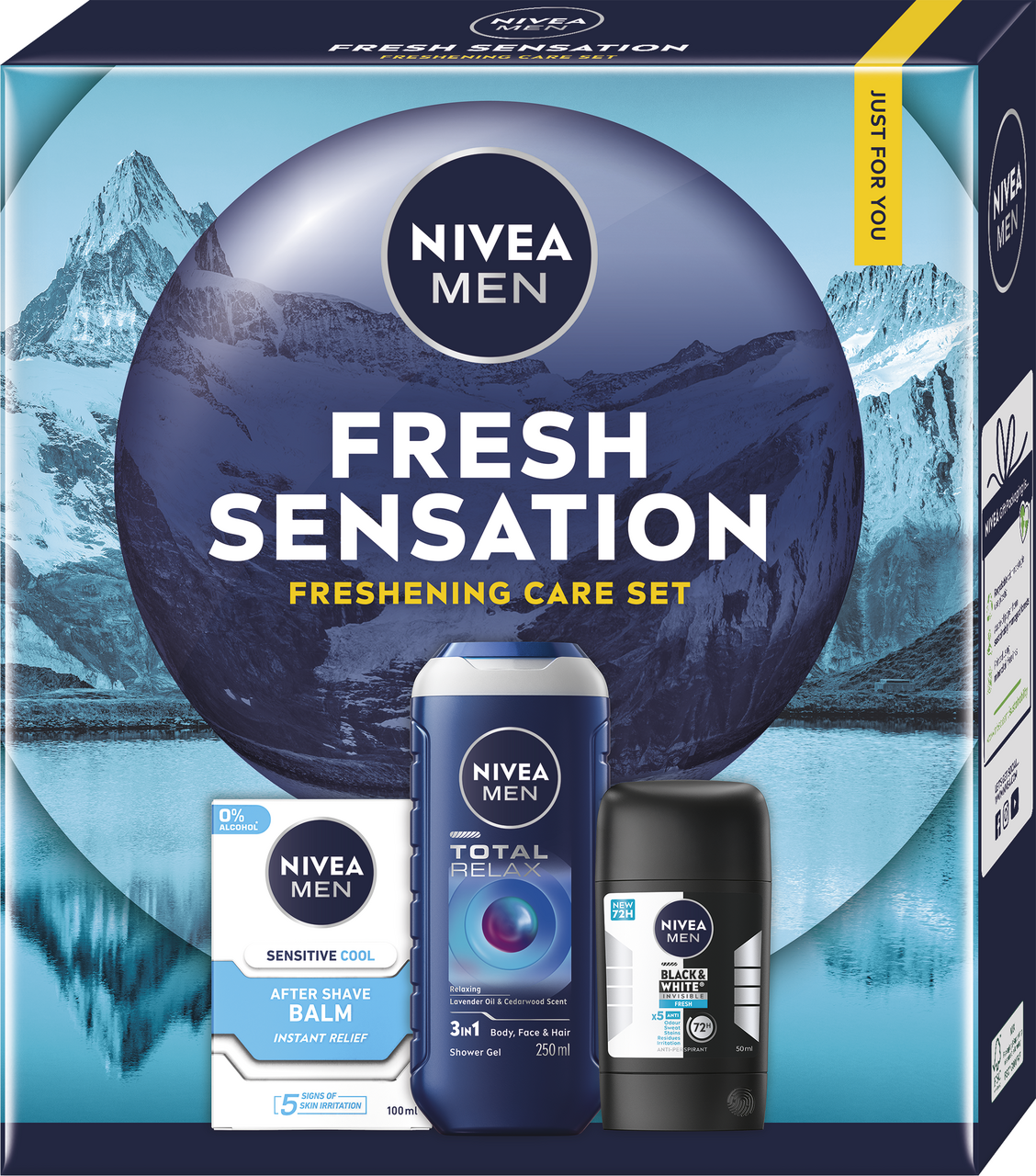 NIVEA Men Box Balm Cooling dárková sada (balzám po hol. + tuhý AP + SG 250 ml)