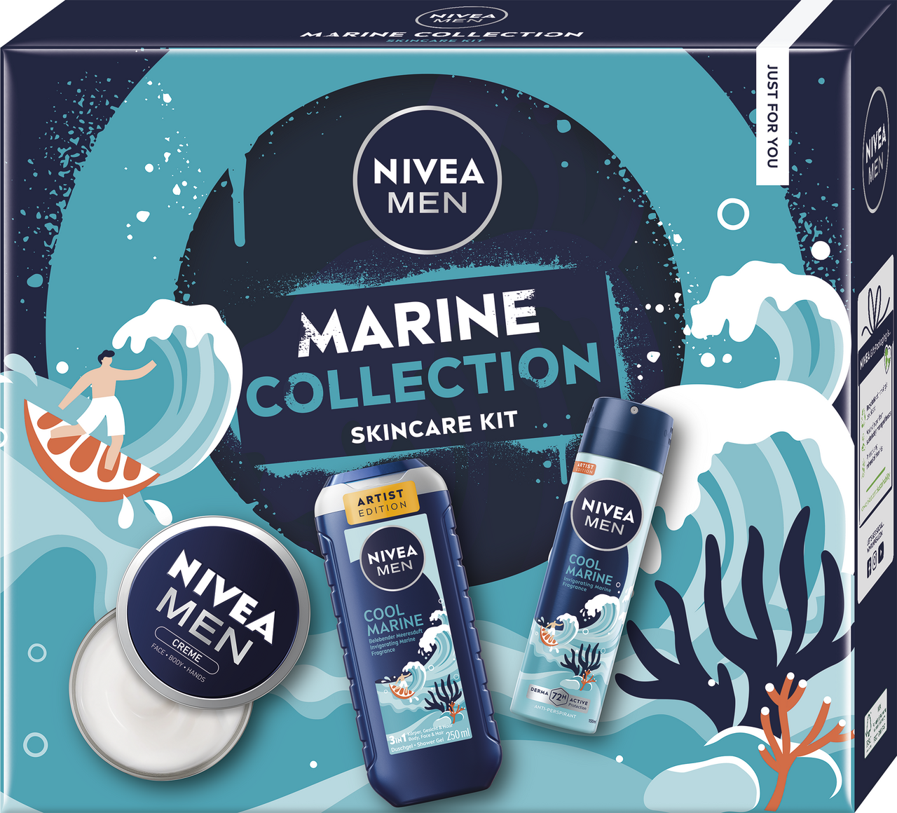 NIVEA Men Box Marine LE dárková sada (krém 150 ml + sprej AP + SG 250 ml)