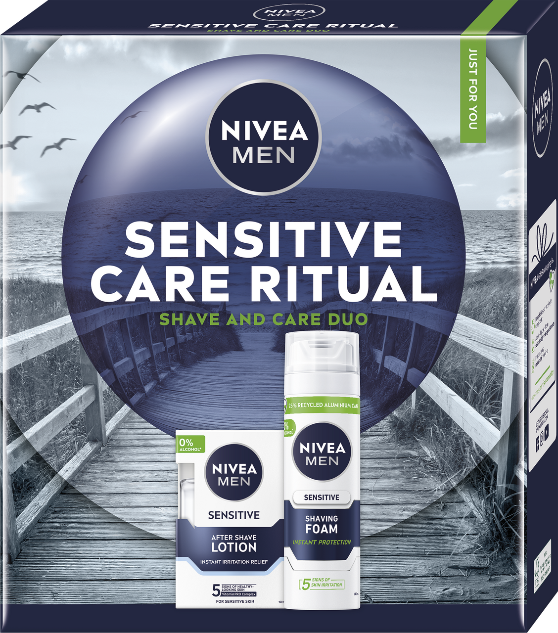 NIVEA Men Box Lotion Sensitive dárková sada (voda po hol. + pěna na hol.)