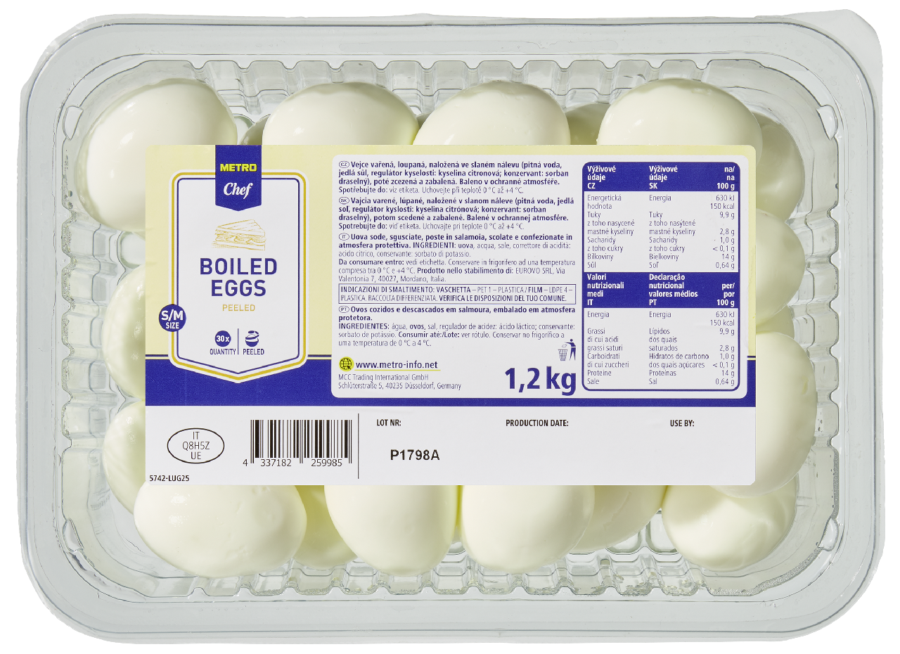 METRO Chef Vejce vařené cca 30 ks podestýlka chlaz. 1,2 kg
