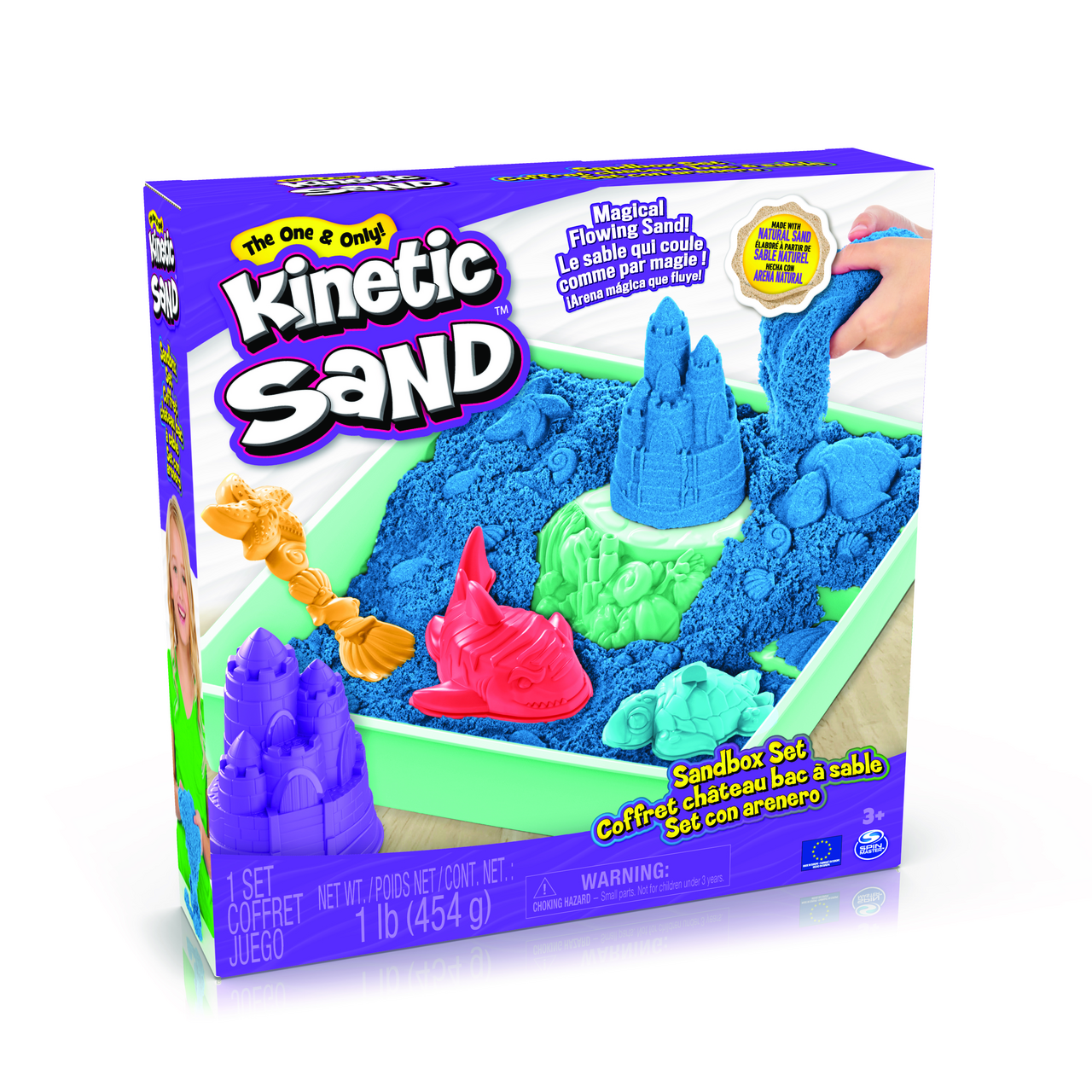 Kinetic Sand Krabice takutého písku s podložkou modrá 1 ks