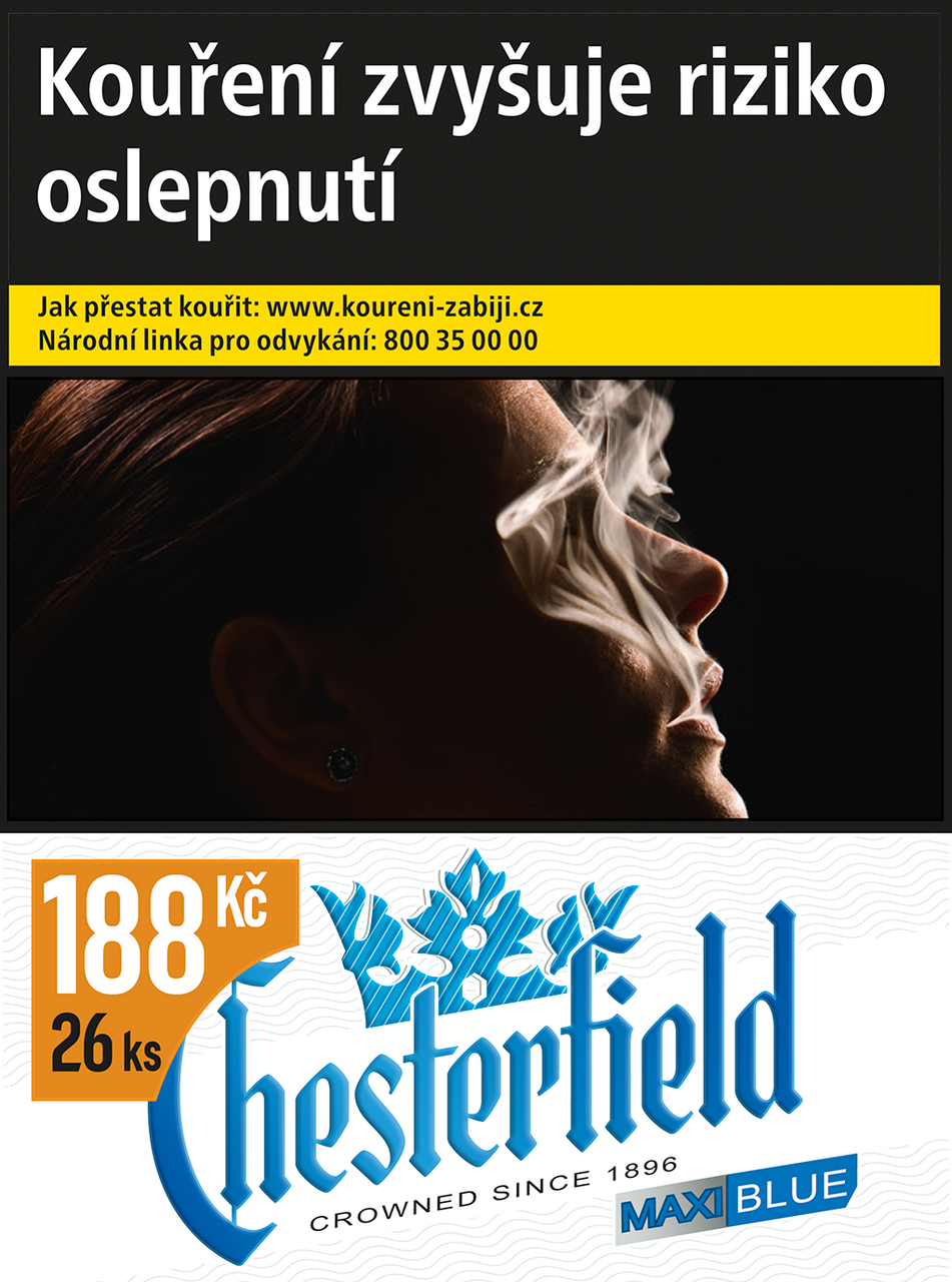 Chesterfield Blue C. Bom king size tvrdé bal. 8 krab. 26 ks kolek R 194 Kč VO cena