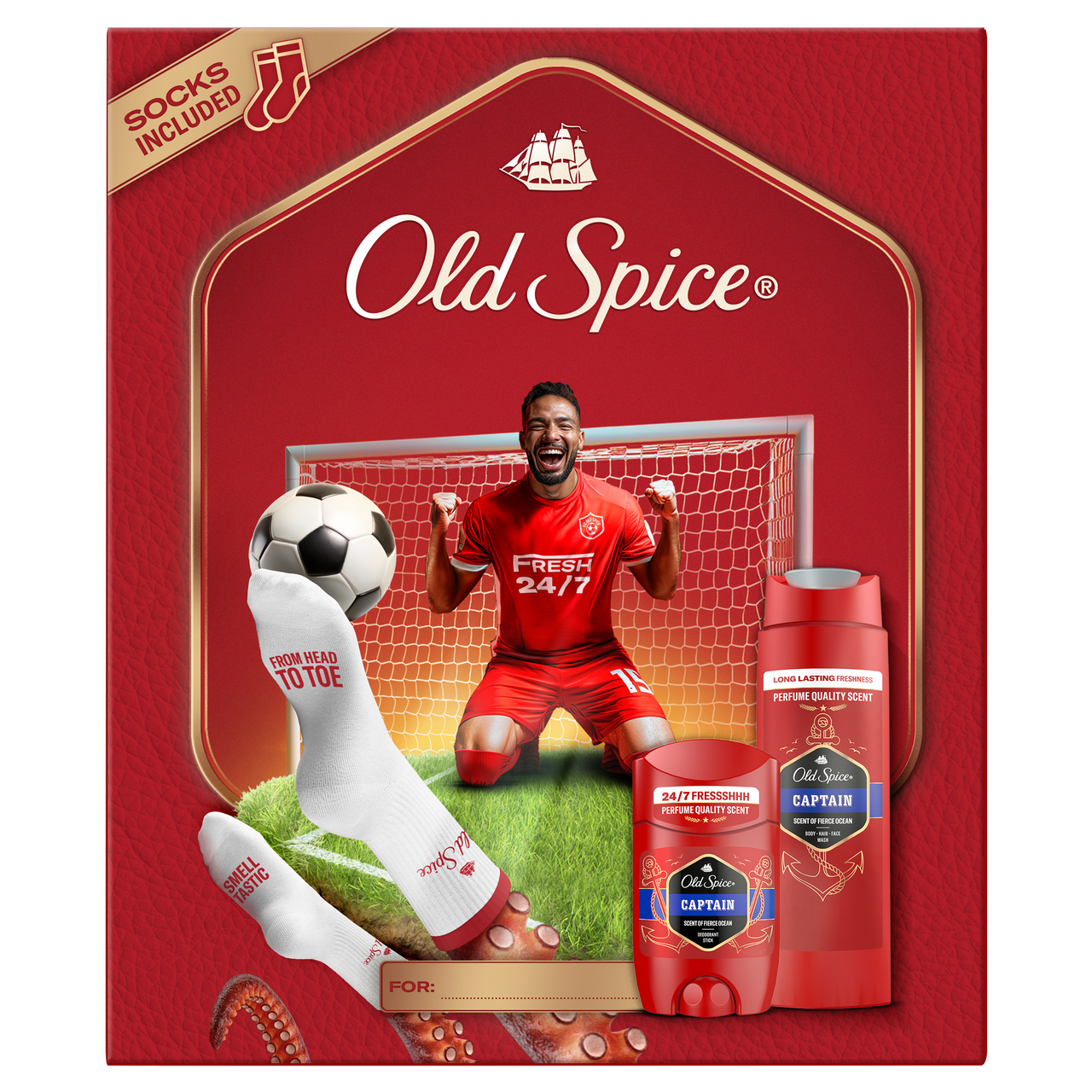 Old Spice Footballer dárková sada (SG 250 ml + deo tuhý 50 ml + ponožky)