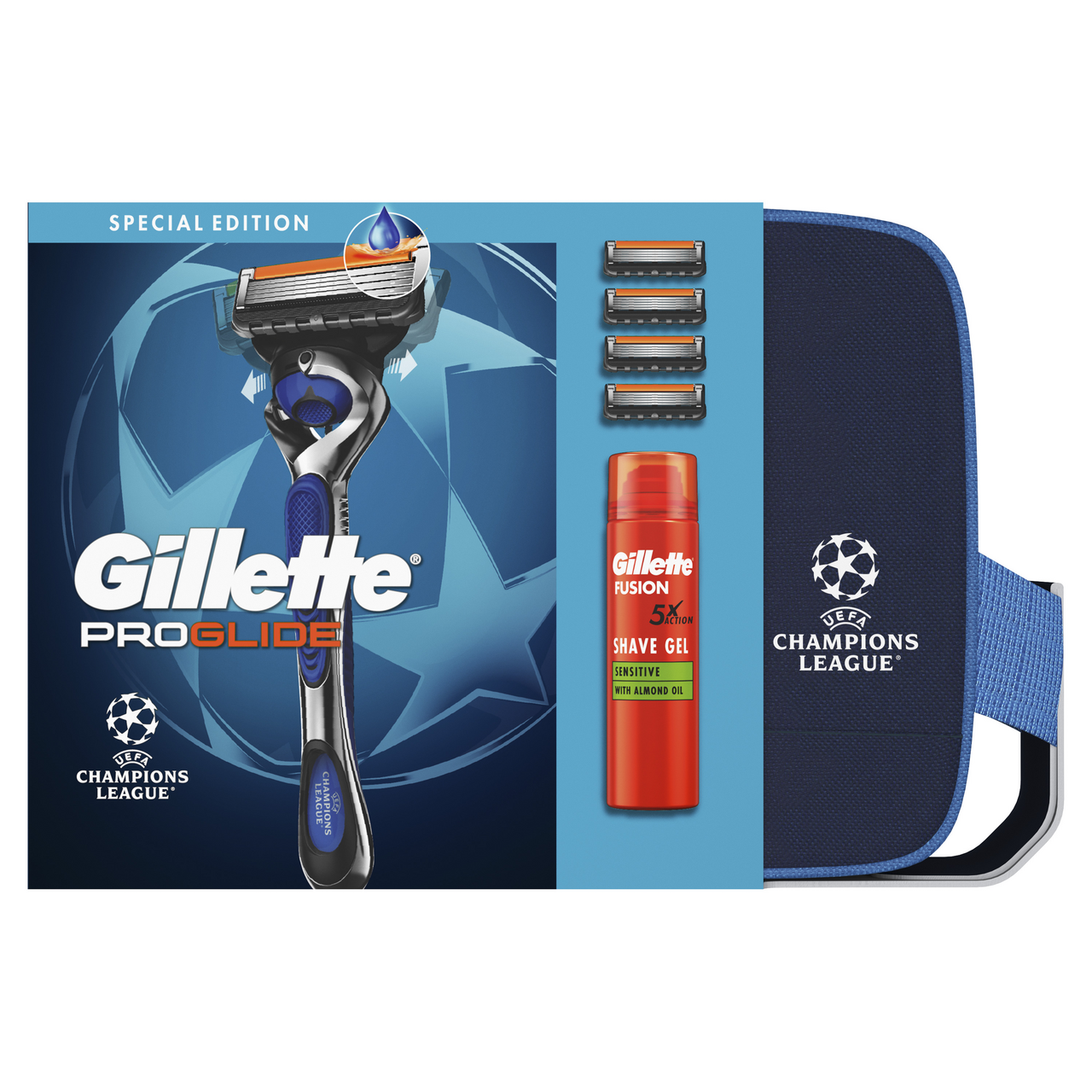 Gillette Proglide dárková sada (gel 200 ml + Proglide strojek + 4 náhradní hl. + taška)