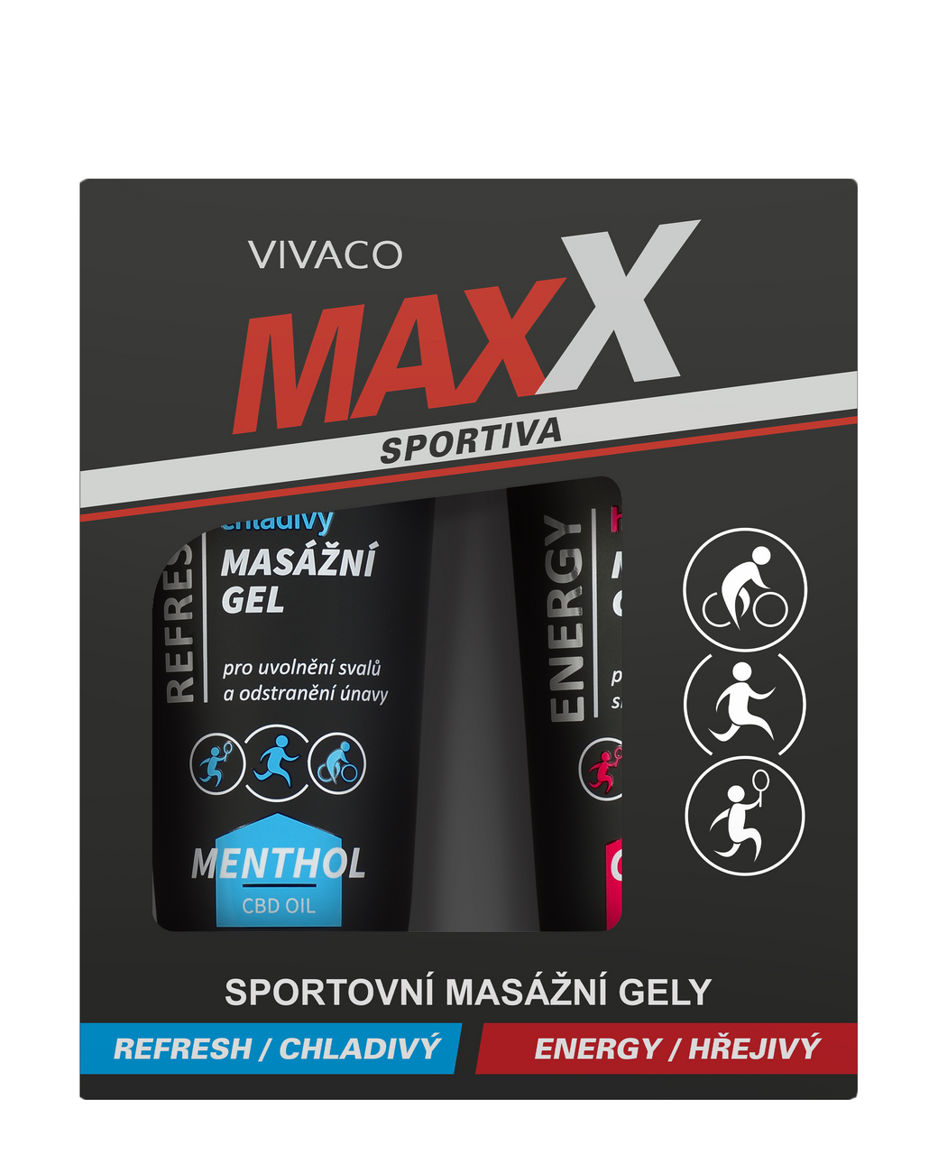Maxx dárková sada (masážní gel chladivý 200 ml + masážní gel hřejivý 200 ml)